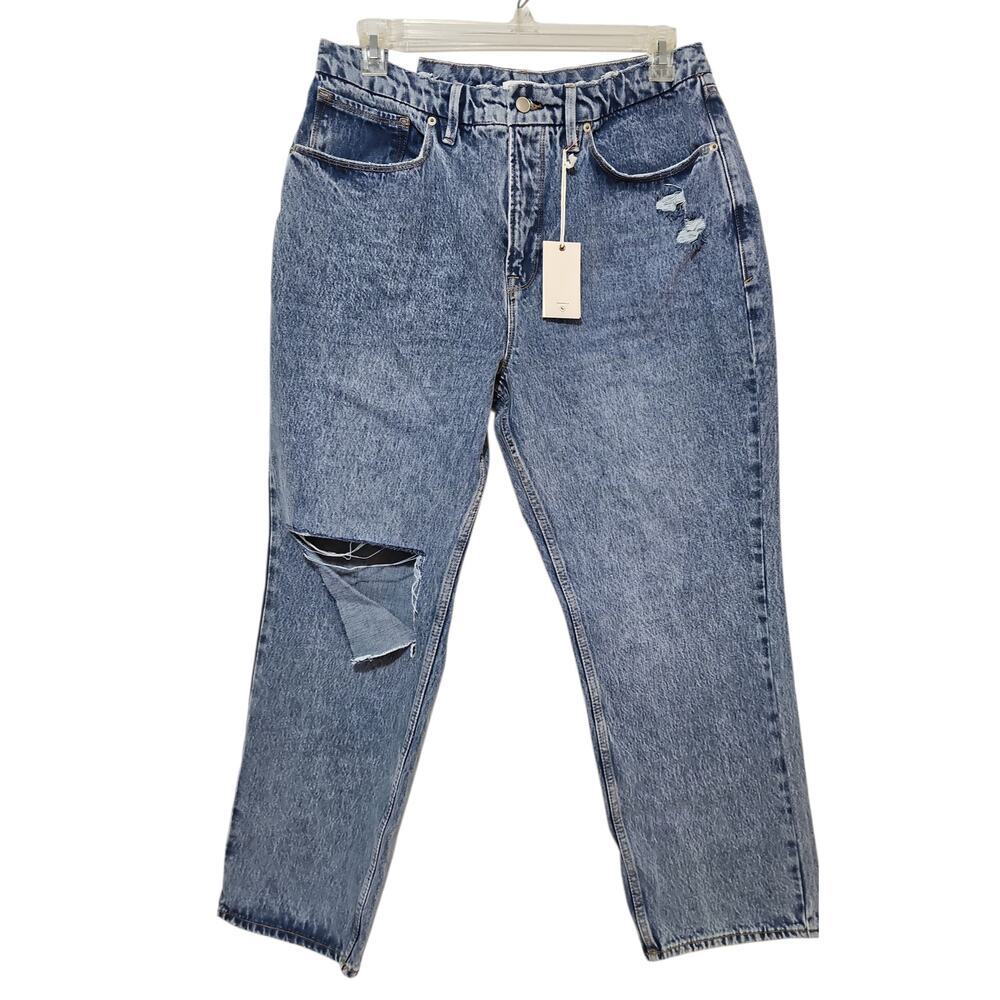 NWT Good American 90s Duster Straight Leg Jeans Womens 15 High Rise Blue NEW